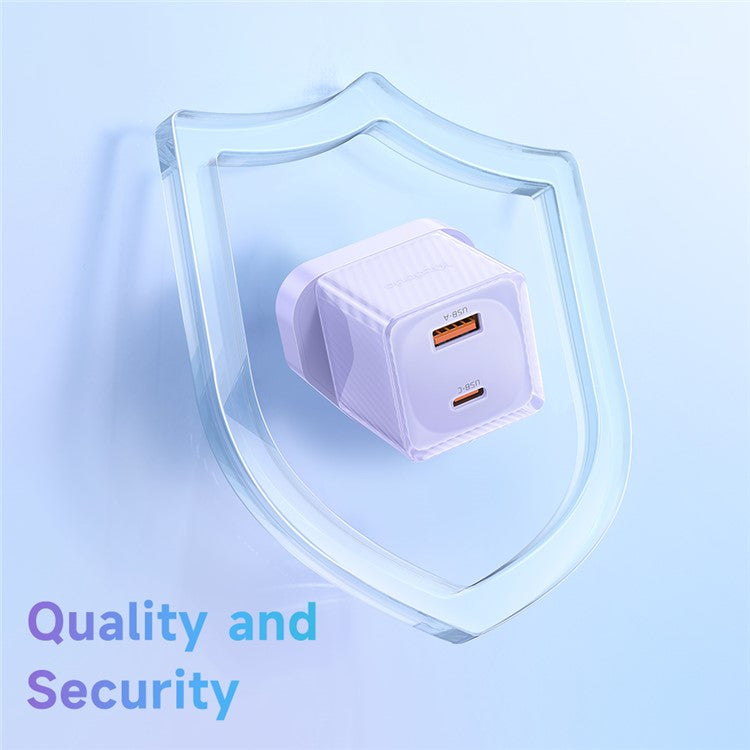 MCDODO CH-414 UK Plug 33W GaN USB+Type-C Wall Charger Fireproof PC Phone Charging Adapter - Purple