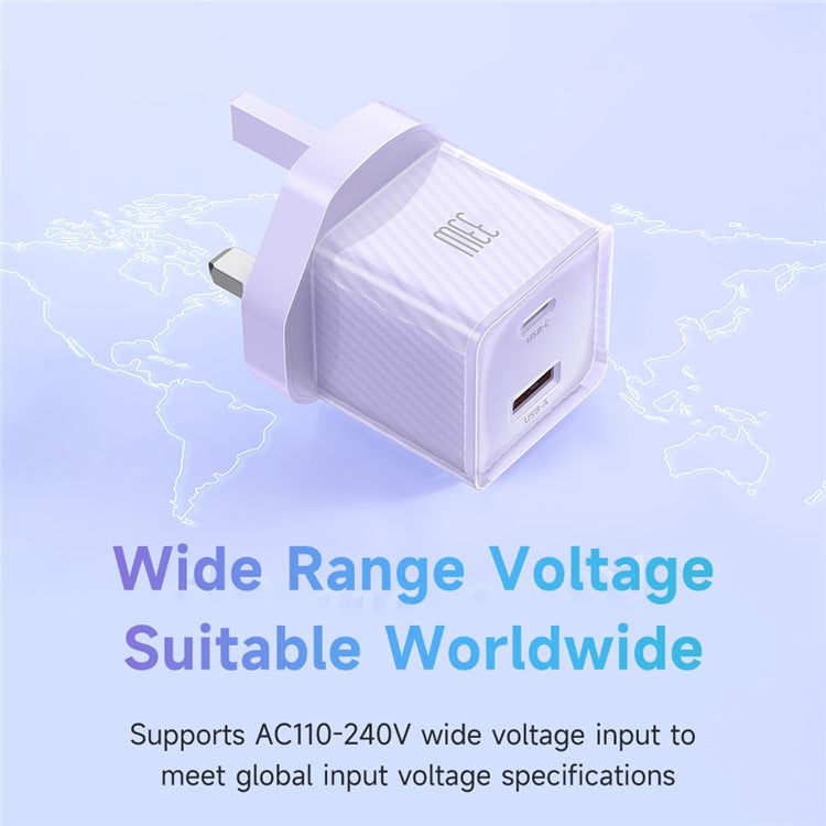 MCDODO CH-414 UK Plug 33W GaN USB+Type-C Wall Charger Fireproof PC Phone Charging Adapter - Purple