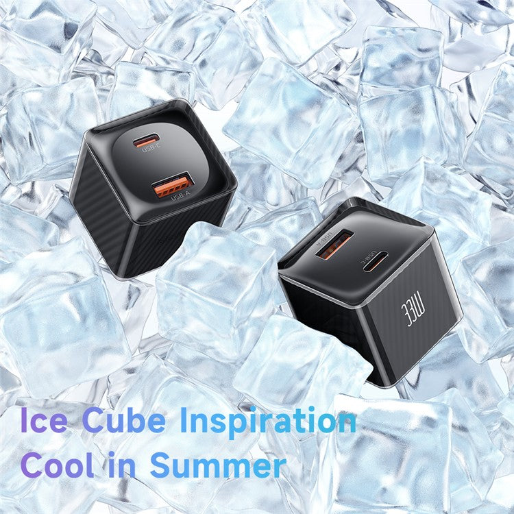 MCDODO CH-413 US Plug 33W GaN USB+Type-C Fireproof PC Wall Charger Phone Charging Adapter - Black