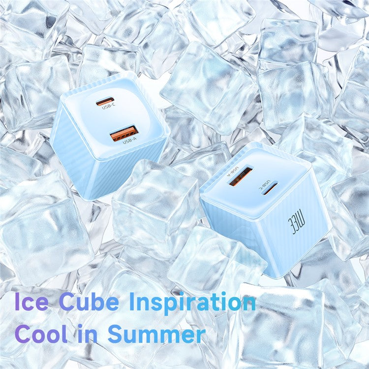 MCDODO CH-413 US Plug 33W GaN USB+Type-C Fireproof PC Wall Charger Phone Charging Adapter - Blue