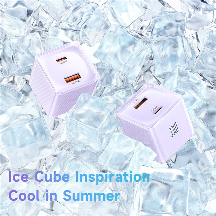 MCDODO CH-413 US Plug 33W GaN USB+Type-C Fireproof PC Wall Charger Phone Charging Adapter - Purple