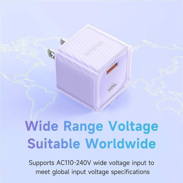 MCDODO CH-413 US Plug 33W GaN USB+Type-C Fireproof PC Wall Charger Phone Charging Adapter - Purple