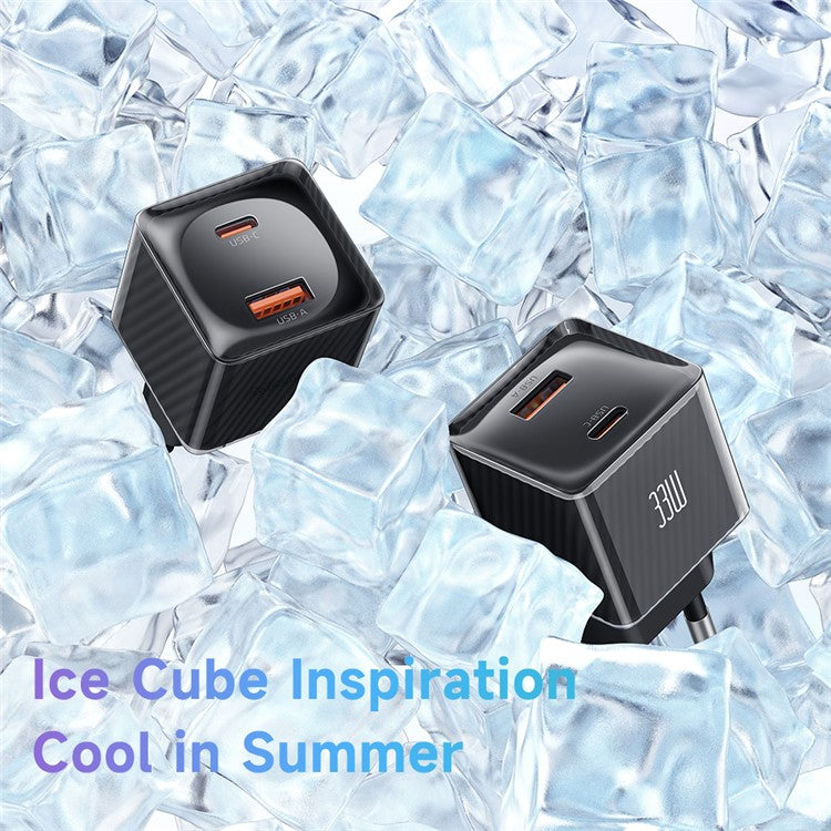 MCDODO CH-415 33W GaN USB+Type-C EU Plug Wall Charger Fireproof PC Phone Tablet Power Adapter - Black