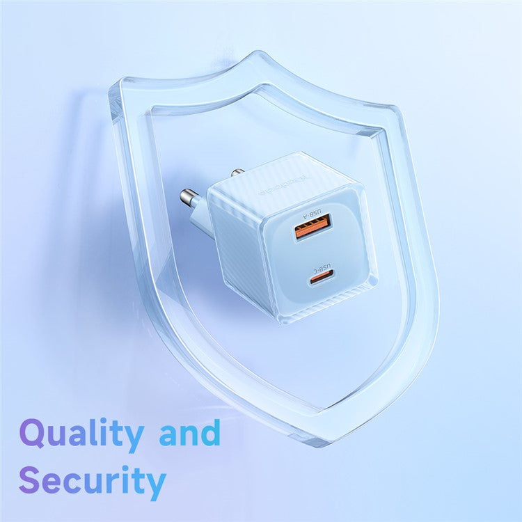MCDODO CH-415 33W GaN USB+Type-C EU Plug Wall Charger Fireproof PC Phone Tablet Power Adapter - Blue