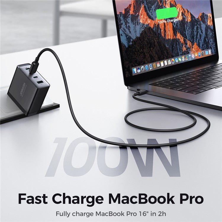 JOYROOM JR-TCG04 100W Fast Charging GaN Wall Charger with 3 Type-C+USB Multi-Port Charger Adapter, US Plug
