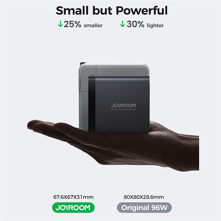 JOYROOM JR-TCG04 100W Fast Charging GaN Wall Charger with 3 Type-C+USB Multi-Port Charger Adapter, US Plug