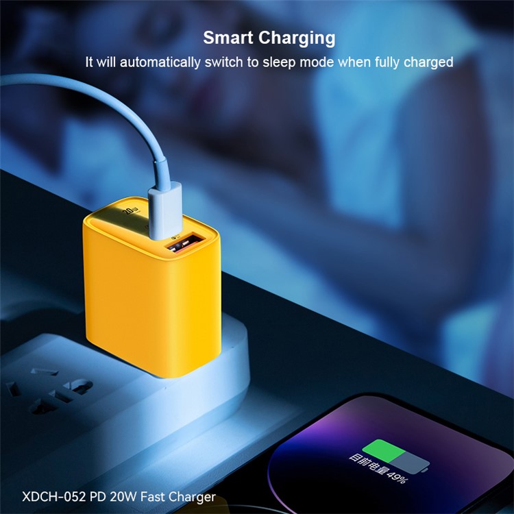 XUNDD XDCH-052 PD 20W Type-C + QC 3.0 USB Fast Charger Mini Wall Charging Block - UK Plug
