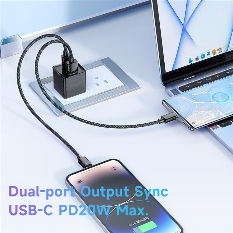 MCDODO CH-413 Dichromatic Series Charging Block 33W USB-A + Type-C Dual Port PD GaN Charger - Black