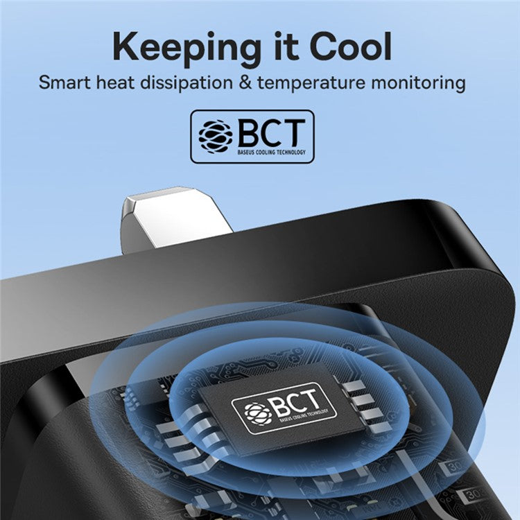 BASEUS GaN5 Mini Fast Charger Portable Type-C 20W Wall Charger Adapter, UK Plug - Black