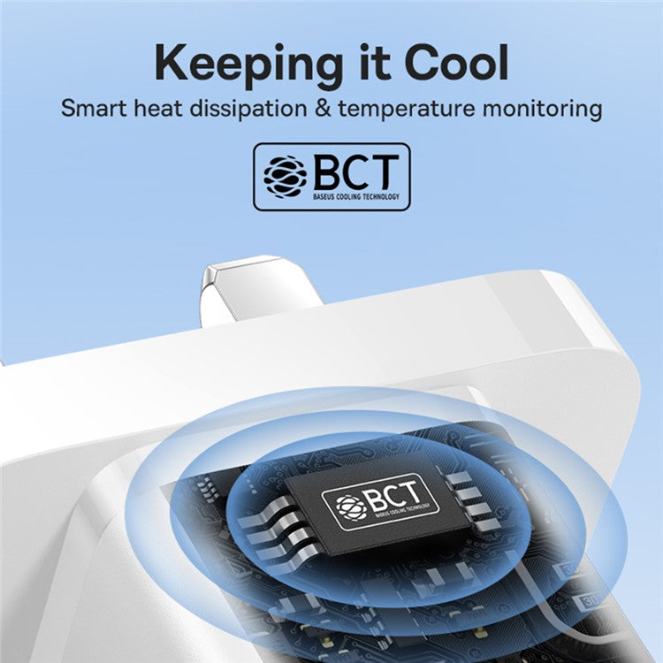 BASEUS GaN5 Mini Fast Charger Portable Type-C 20W Wall Charger Adapter, UK Plug - White