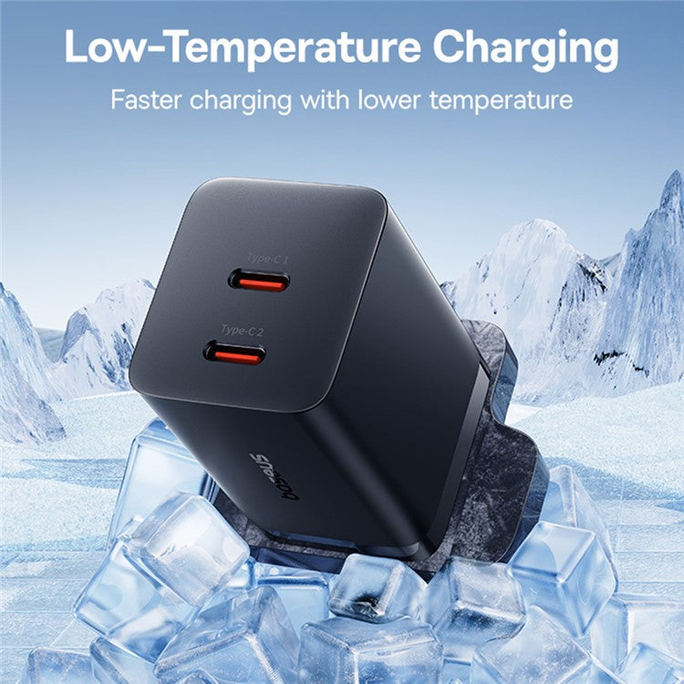BASEUS GaN5 Pro Fast Charger Type-C + Type-C Dual Output 40W UK Plug Charging Adapter - Black