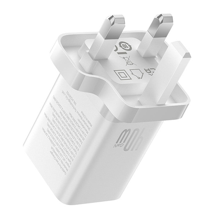 BASEUS GaN5 Pro Fast Charger Type-C + Type-C Dual Output 40W UK Plug Charging Adapter - White