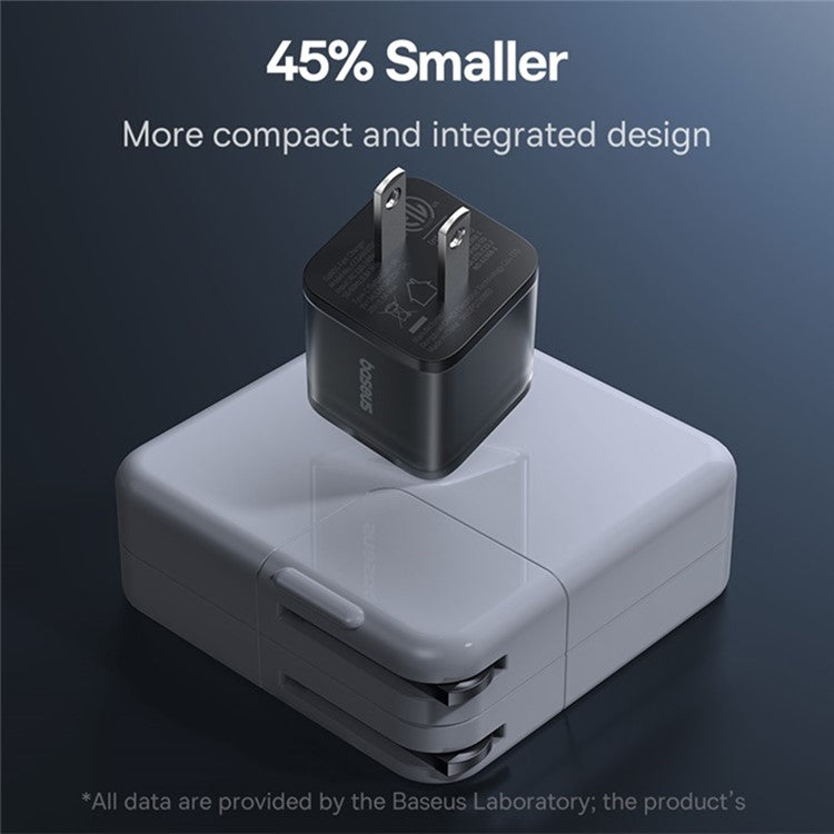 BASEUS GaN5S Fast Charger Portable Type-C 30W Wall Charger Adapter, US Plug - Black
