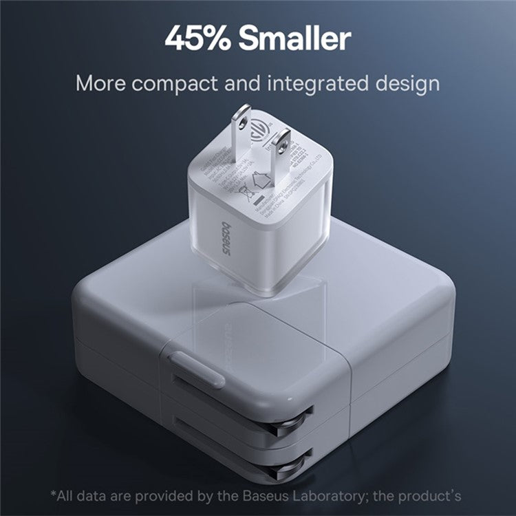 BASEUS GaN5S Fast Charger Portable Type-C 30W Wall Charger Adapter, US Plug - White