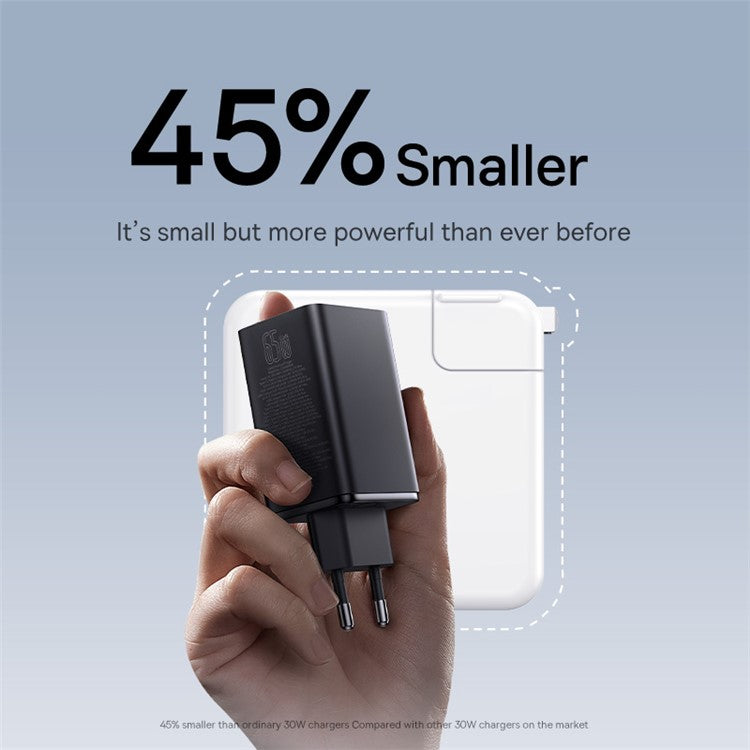 BASEUS GaN6 Pro 65W Fast Charger Adapter 2Type-C+2USB Wall Charger Block, EU Plug - Black