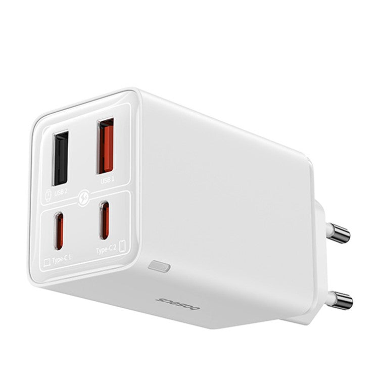 BASEUS GaN6 Pro 65W Fast Charger Adapter 2Type-C+2USB Wall Charger Block, EU Plug - White