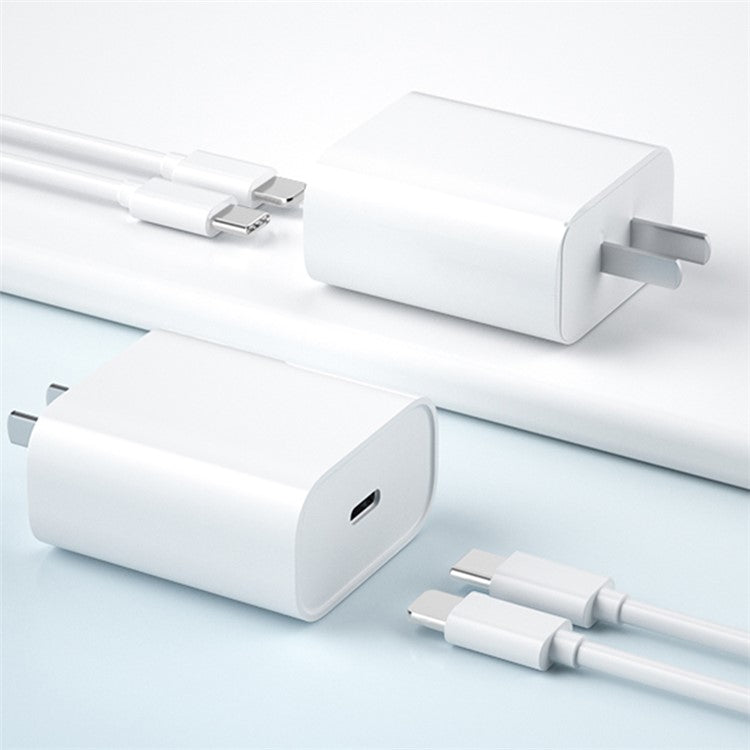 ZUZG USB-C PD 20W Fast Charging Power Adapter with 1m Type-C to iP Cable, Portable Wall Charger Block