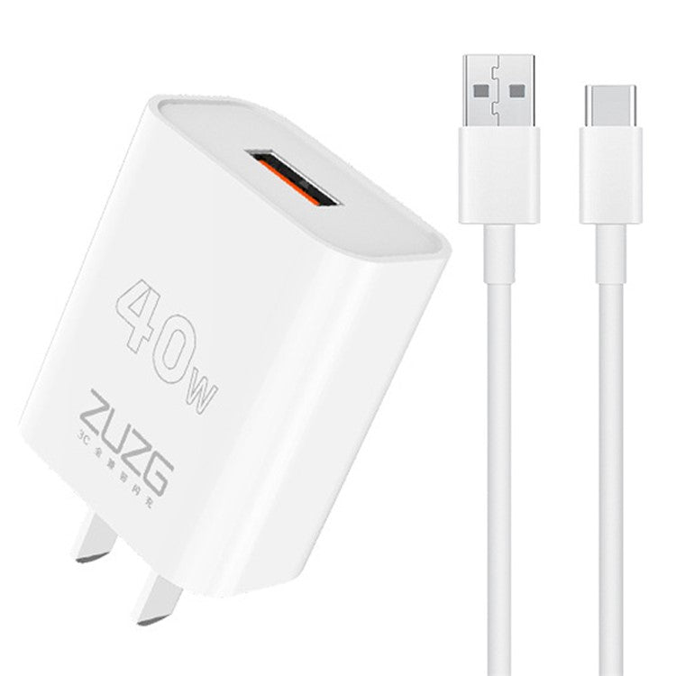 ZUZG Fast Charging Wall Charger Portable Travel Power Charger Adapter Set with 1m Type-C Cable (3C)