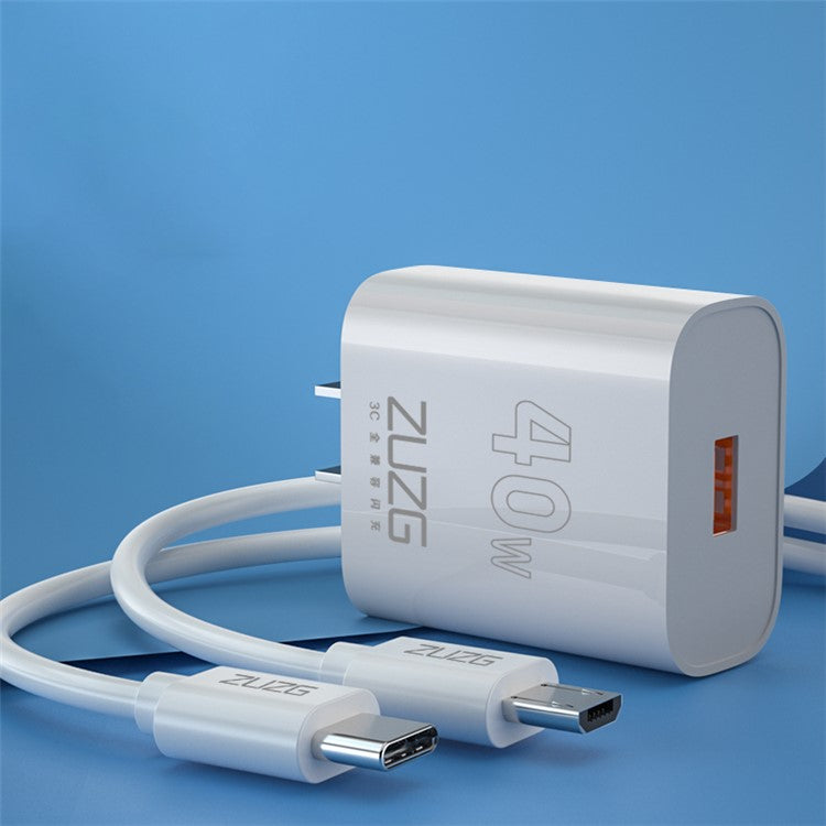 ZUZG Fast Charging Wall Charger Portable Travel Power Charger Adapter Set with 1m Type-C Cable (3C)