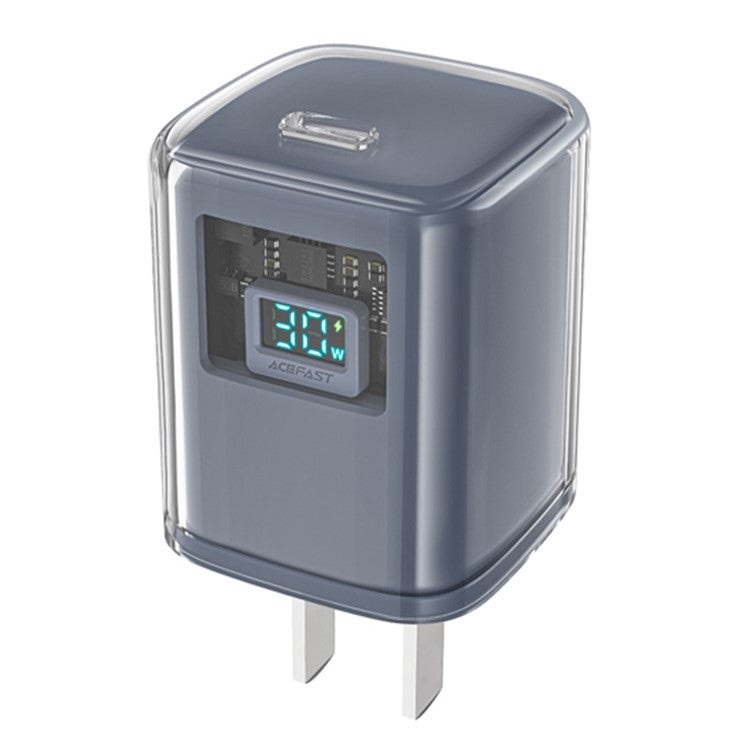 ACEFAST A5 Crystal Series PD 30W GaN Wall Charger Type-C Phone Fast Charge Adapter - Grey / CN Plug