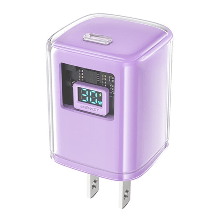 ACEFAST A5 Crystal Series PD 30W GaN Wall Charger Type-C Phone Fast Charge Adapter - Purple / US Plug