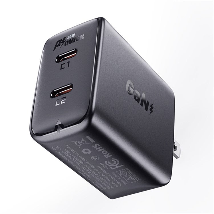 ACEFAST A51 PD 35W Wall Charger Dual Type-C GaN Phone Charging Adapter, US Plug