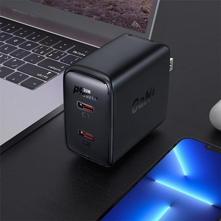 ACEFAST A51 PD 35W Wall Charger Dual Type-C GaN Phone Charging Adapter, US Plug