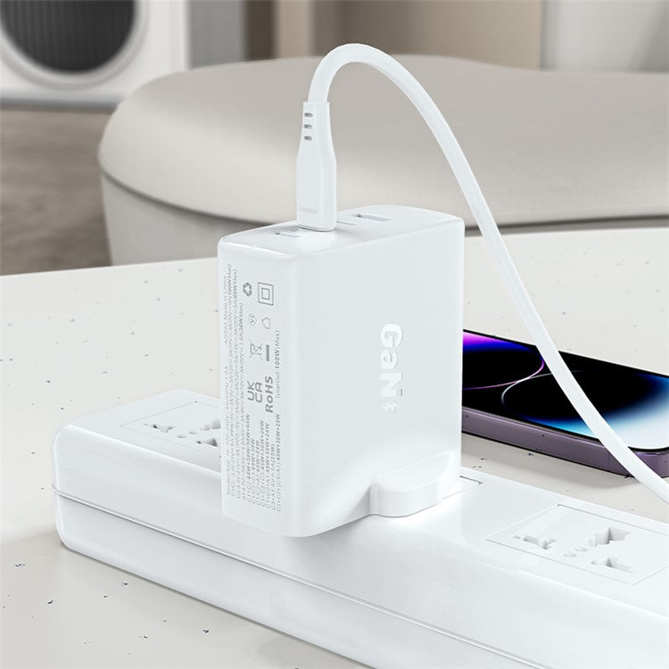 ACEFAST A40 PD 100W GaN Fast Charger 3 Type-C + 1 USB-A Charging Adapter with Charging Cable, UK Plug - White