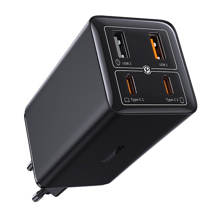 BASEUS GaN6 Pro Fast Charger 2 Type-C +2 USB 100W EU Plug Wall Adapter - Black