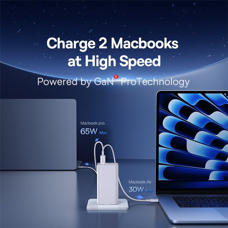 BASEUS GaN6 Pro Fast Charger 2 Type-C +2 USB 100W EU Plug Wall Adapter - White