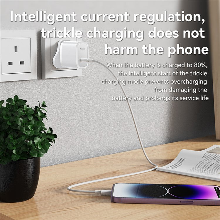 YESIDO UK Plug PD 20W Single Type-C Powerport Block Charger Compact Wall Charger - Black