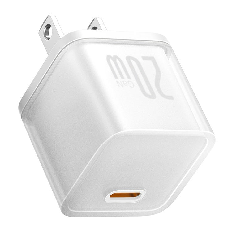 BASEUS GaN5S CCGAN20C5-S Type-C PD 20W Fast Charger US Plug Adapter with Type-C to Type-C Cable - White