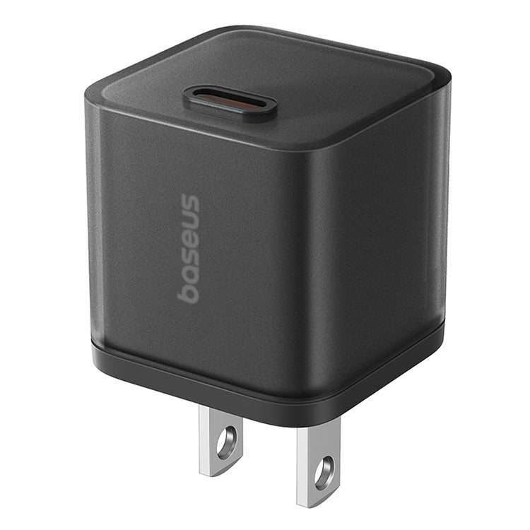 BASEUS GaN5S CCGAN20C5-S PD 20W Type-C Fast Charger US Plug Adapter with Type-C to Type-C Cable - Black