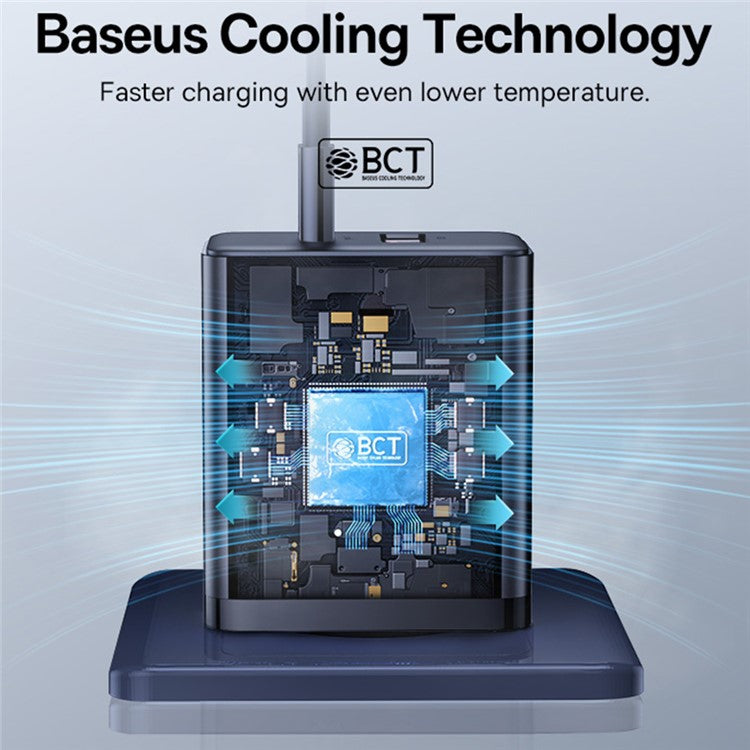 BASEUS Cube Fast Charger Type-C+USB Dual Port 30W Charging Adapter, EU Plug - Black