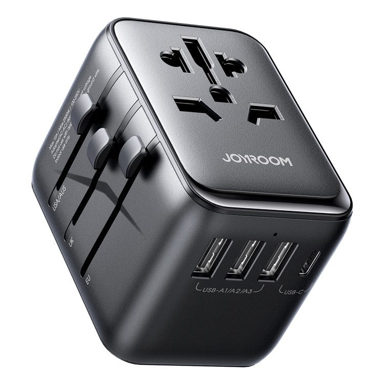 JOYROOM JR-TCW01 17W Travel Adapter Multifunction Type-C+3USB-A Power Charger Converter - Black