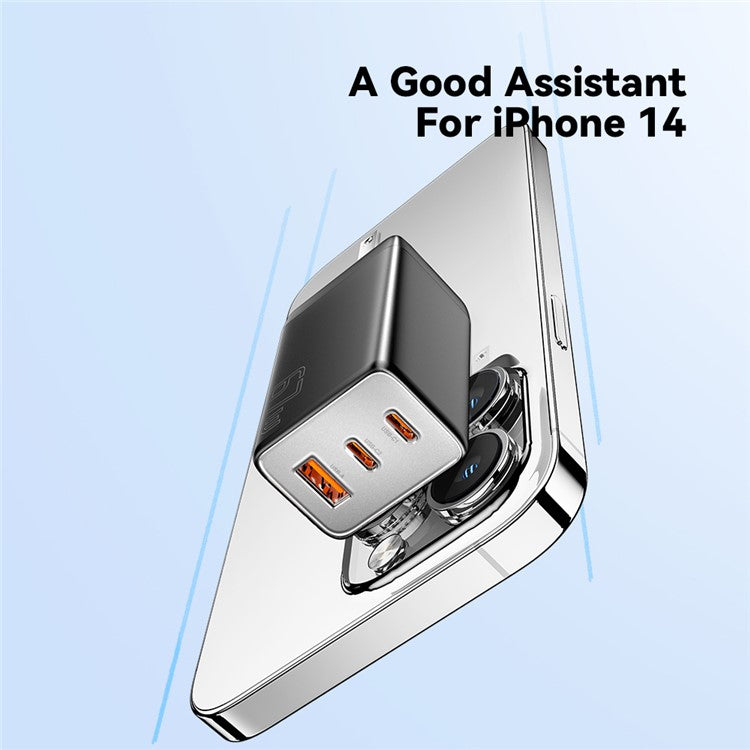 ESSAGER 67W High Power GaN Travel Adapter USB-A + 2 Type-C Portable Wall Charger - US Plug / Black