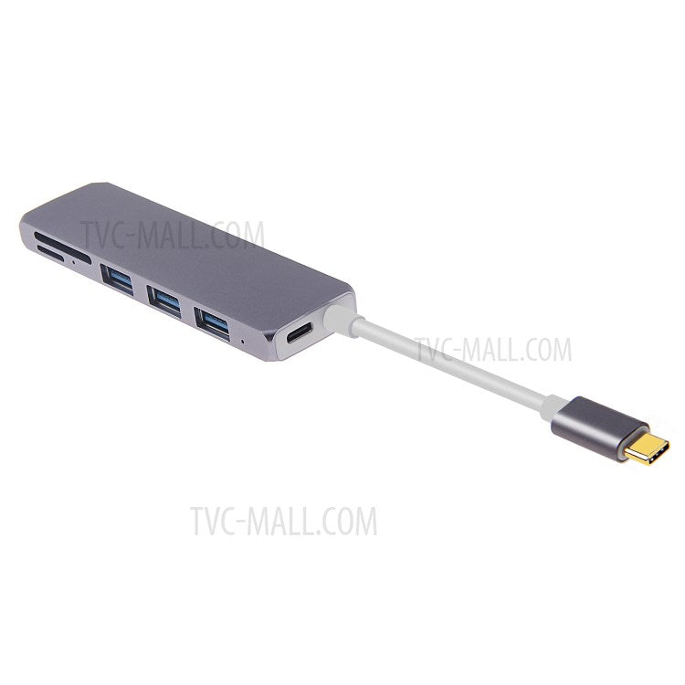 Type-C to USB3.0x3 + USB3.1(PD) + SD + Micro SD Converter Adapter