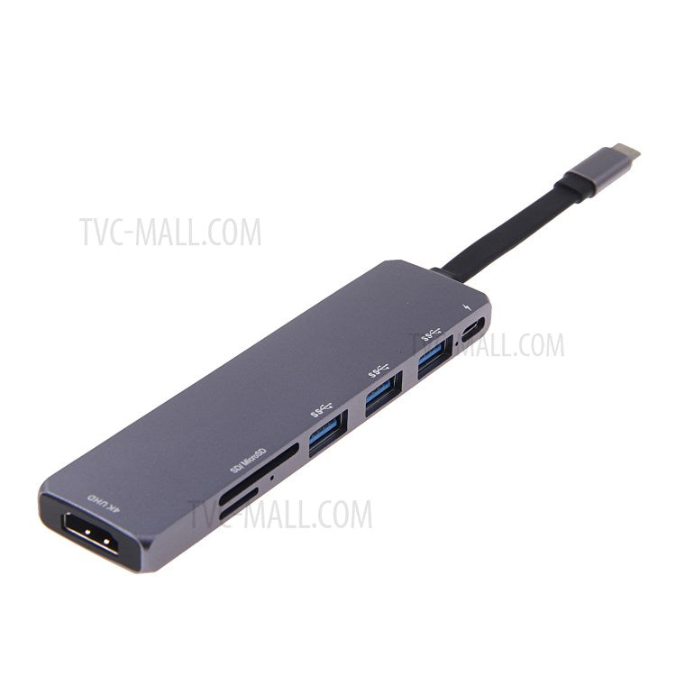 V128 Type-C to HDMI + USB3.0x3 + USB3.1(PD) + SD + Micro SD Converter Adapter
