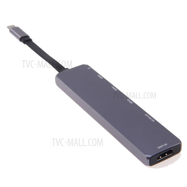 V128 Type-C to HDMI + USB3.0x3 + USB3.1(PD) + SD + Micro SD Converter Adapter