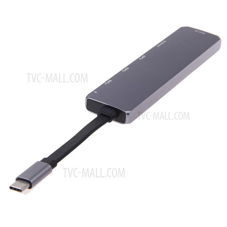 V128 Type-C to HDMI + USB3.0x3 + USB3.1(PD) + SD + Micro SD Converter Adapter