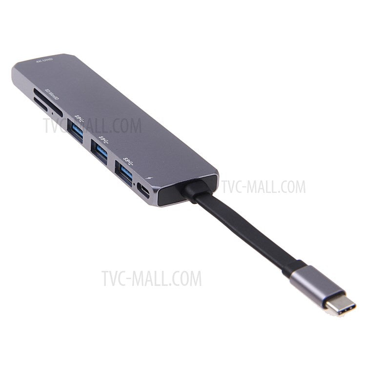 V128 Type-C to HDMI + USB3.0x3 + USB3.1(PD) + SD + Micro SD Converter Adapter