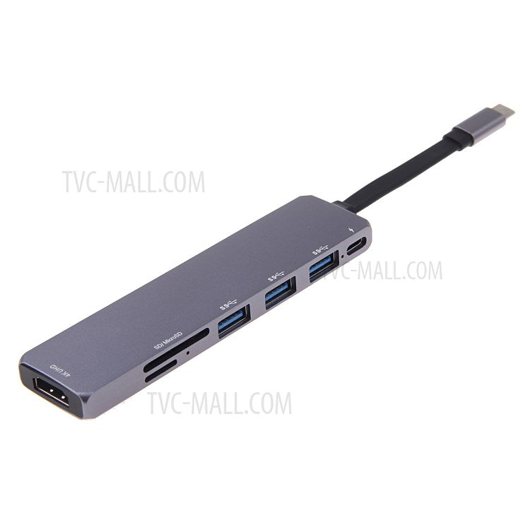 V128 Type-C to HDMI + USB3.0x3 + USB3.1(PD) + SD + Micro SD Converter Adapter