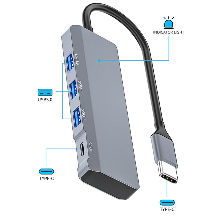 ADS-309C USB-C to Type-C + 3x USB 3.0 Splitter Hub Computer Docking Station with 13cm Cable