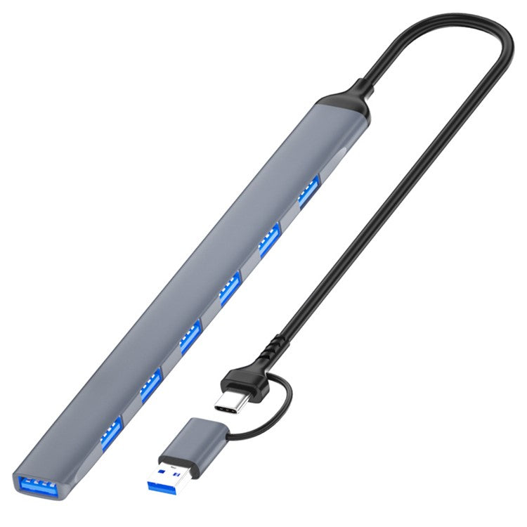 ADS-303D 7-in-1 Multifunctional Hub USB + Type-C to USB 3.0 + 6x USB 2.0 Splitter