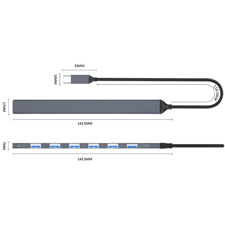 ADS-303C Type-C Docking Station USB 3.0 Splitter for Laptop / Tablet / PC 7-Port USB Hub
