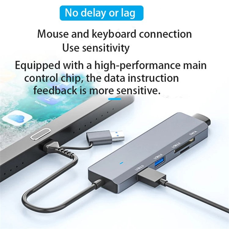 ADS-310D 2-in-1 Type-C + USB-A to 3x USB 3.0 Hub Splitter with SD / TF Card Slot