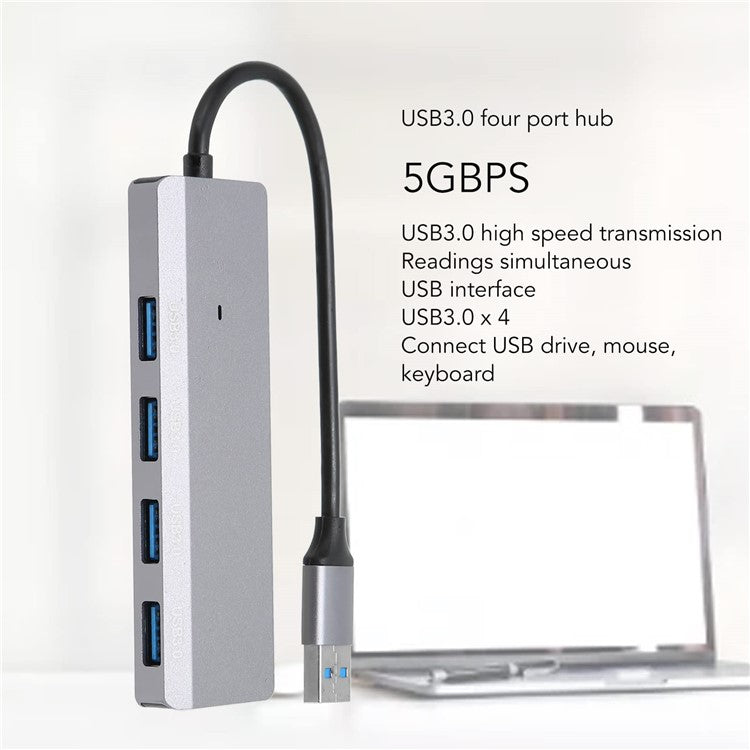 ADS-305A USB to 4 X USB3.0 Docking Station USB Hub Aluminum Alloy Adapter
