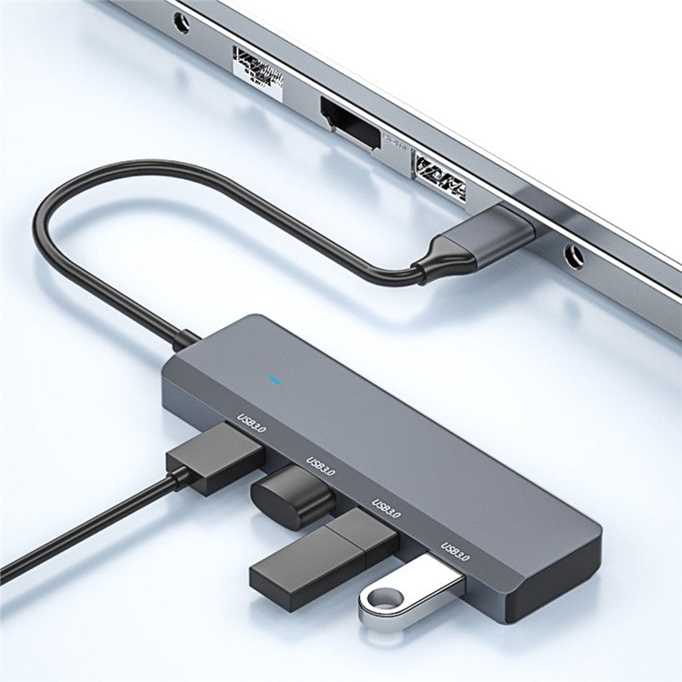 ADS-305C Type-C to 4 X USB3.0 USB Hub Splitter Aluminum Alloy Laptop Phone Adapter