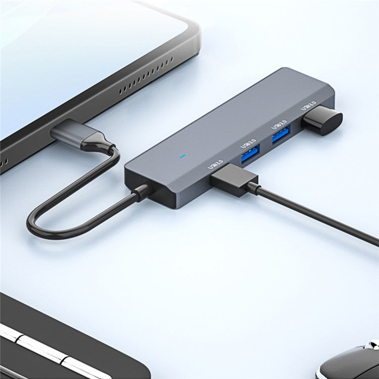 ADS-305C Type-C to 4 X USB3.0 USB Hub Splitter Aluminum Alloy Laptop Phone Adapter