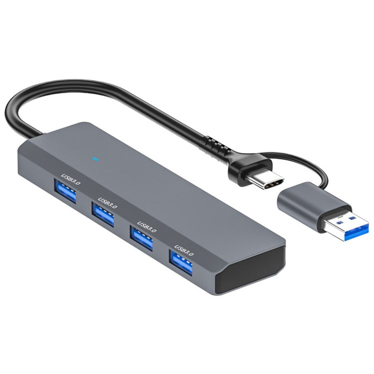 ADS-305D USB / Type-C to 4 USB3.0 Ports Docking Station USB Hub Aluminum Alloy Computer Laptop Adapter